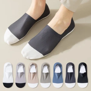 Men No Show Invisible Non-slip Loafer Solid Boat Thin Low Cut Socks Foot Hosiery - Picture 1 of 25
