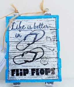 Coastal Nautical Beach Tropical "Life Is Better In Flip Flops Christmas Ornament - Picture 1 of 3