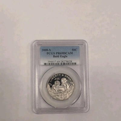 2008 S .50 Commemorative Bald Eagle Proof as Certified by PCGS  PR 69 DCAM - Image 1 of 2