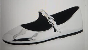 Aerosoles Para Mujer Perry Mary Jane Planos, Plata Espejo Metálico PU Superior Talla 8M - Imagen 1 de 9