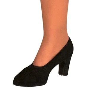 Vintage 1995 Arezzo schwarz Wildleder Leder Block Komfort Pumps Schuhe Größe 7 - Bild 1 von 12