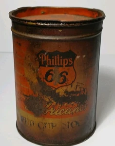 1940s 1950s Original Vintage 1 Pound GREASE CAN PHILLIPS 66 GREASE CAN OIL CAN - Picture 1 of 19