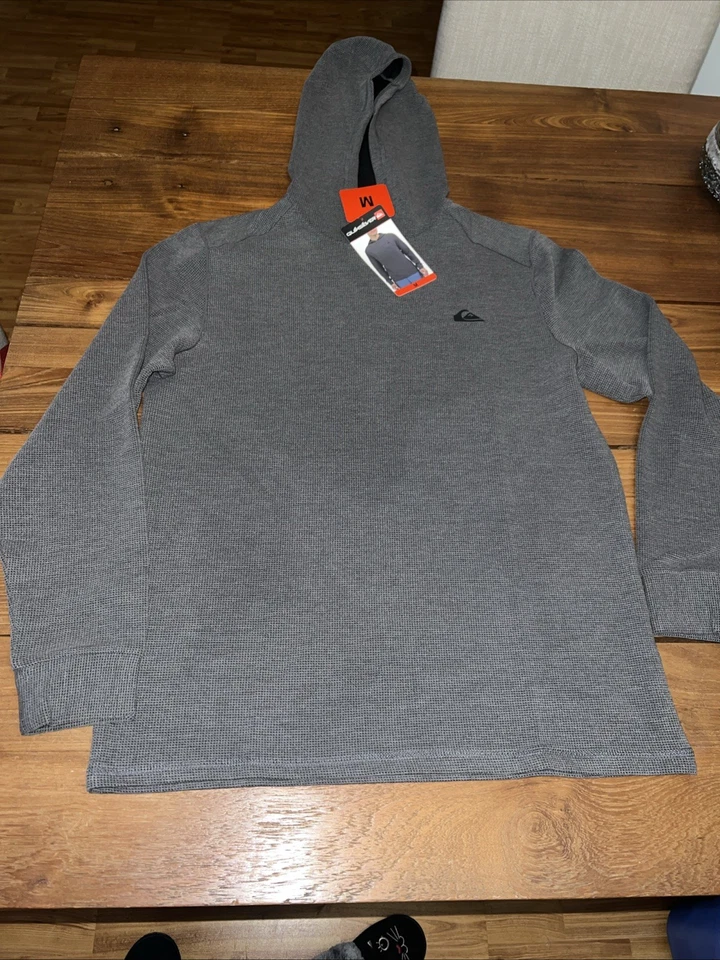 Quiksilver Men's Textured Pullover Sweater Hoodie Gray M