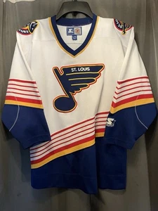 Vintage St Louis Blues Starter NHL Hockey Jersey White Sz Large Extra Large Red - Picture 1 of 8