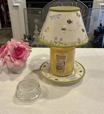 Yankee Candle Ceramic Shade & Plate Bees Butterflies Dragonflies Ladybugs Candle - Image 1 of 4