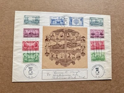 US 1937 FDC +Navy-Army Set 10 #785-94 +18-Army-Navy-Hero Cachet +Jumbo +Rare - Image 1 of 2