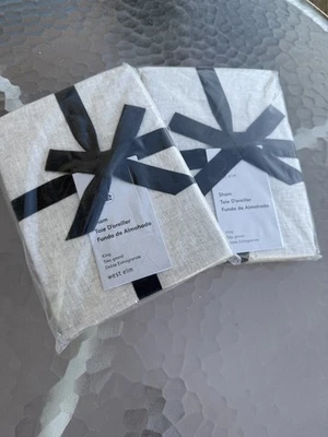 2 West Elm 100% European Flax Linen KING Shams: FLAX Color NWT!! - Image 1 of 3