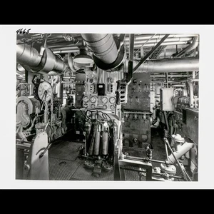 Vintage s/w Foto um 1950 Schiff Maschinenraum - Messgeräte, Steuerungen & Telegraph Maritim A - Bild 1 von 4