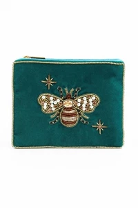 My Doris Golden Bee kleine Samt Kosmetiktasche Beutel in türkis - Bild 1 von 3