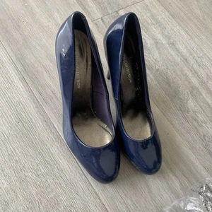 M&S Limited Collection Blue Patent platform Killer Heels Court Shoes  UK7.5  VGC - Picture 1 of 3