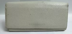AUTÉNTICO Excelente Usado BURBERRY Cuero Largo Billetera con Cremallera Blanco HOMBRE Logotipo Fedex - Imagen 1 de 13