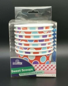 BNIB Home Living Sweet Scoops Multi Party Cups And Spoons Set Of 8 Style #1 - Foto 1 di 2