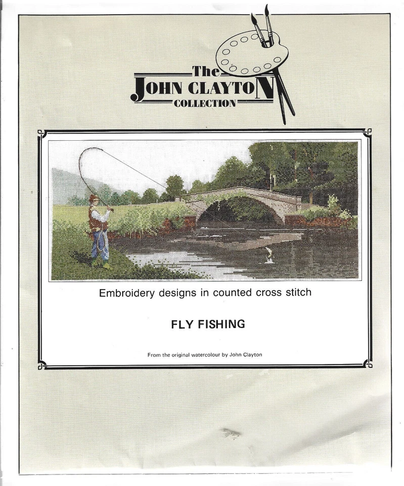 Flyfishing Fly Fishing River Scene Cross Stitch Chart John Clayton Collection - Image 1 of 1