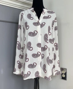 Rose & Olive Damen Paisley Bluse V-Ausschnitt fließend Langarm Oberteil Größe Small - Bild 1 von 8