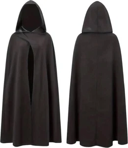 Costume Da Vampiro – Mantello Nero Con Cappuccio – Travestimento per Halloween & - Foto 1 di 4
