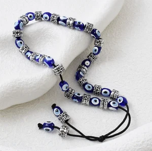 Evil Eye Greek Blue Hand Painted Decorative Light Weight Worry Beads Komboloi - Picture 1 of 4