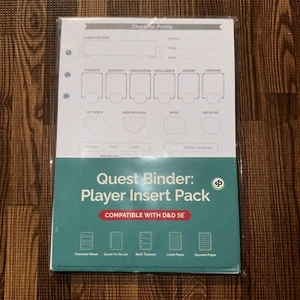 Roll & Play Press RPG Quest Binder Insert Pack - Player (PF2) New - Picture 1 of 1