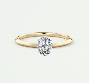 5/8 Ct Oval Cut D/VVS Lab Created Grown Diamond Solitaire Ring 14K Yellow Gold - Picture 1 of 1