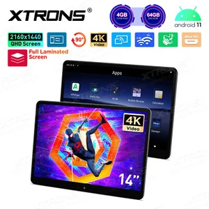 2x 14" FHD Touch Screen Car Headrest Monitor Backseat TV Player Media Player USB - Picture 1 of 21