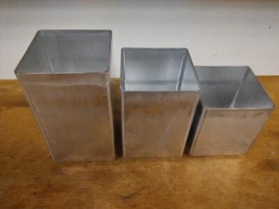 SQUARE Seamless Aluminum Candle Molds - 3 x 3-1/2, 3 x 4-1/2, 3 x 5-1/2 Set of 3 - Image 1 of 3