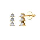 0.3Ct Round Simulated Past Present Future Earrings 14K Yellow Gold Screw Back