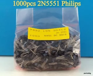 1000 un. transistores 2N5551 NPN 0,6A 180V 0,63W 100-300 MHz Philips - Imagen 1 de 6