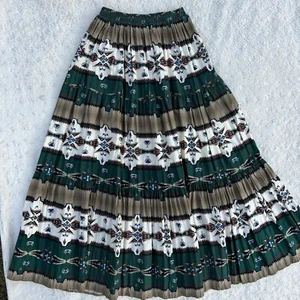 Vtg Western Tiered Maxi Skirt Full Aztec Print Sz M Southwestern Tribal 90s - Picture 1 of 12