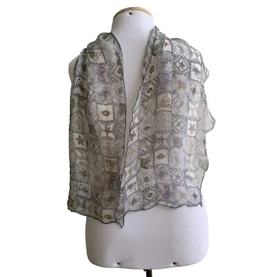 Bufanda de seda Abiddikkia Atelier 52x10" - Hecha en Italia - Giovanna Mandarano #A119 Foto 1 de 4