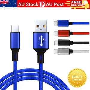 1M Braided USB Type C Data Charger Cable For Samsung Xiaomi Huawei Oppo Vivo AU - Picture 1 of 21