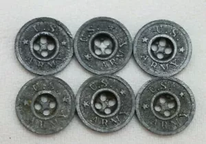 WWI US Army steel trouser shirt buttons 11/16 in 17.5mm 28ligne lot of 6 B679 - Picture 1 of 4