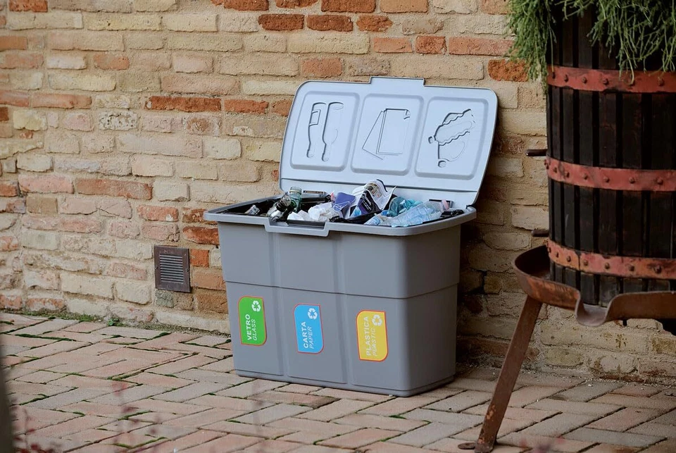 Pattumiera Bidone Raccolta Differenziata Ecopat Grigia 3 Scomparti - Immagine 1 di 1