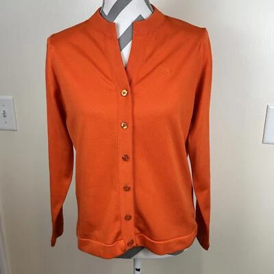 Vintage Givenchy Sport Orange Cardigan Long Sleeve V Neck SIZE M - Image 1 of 4