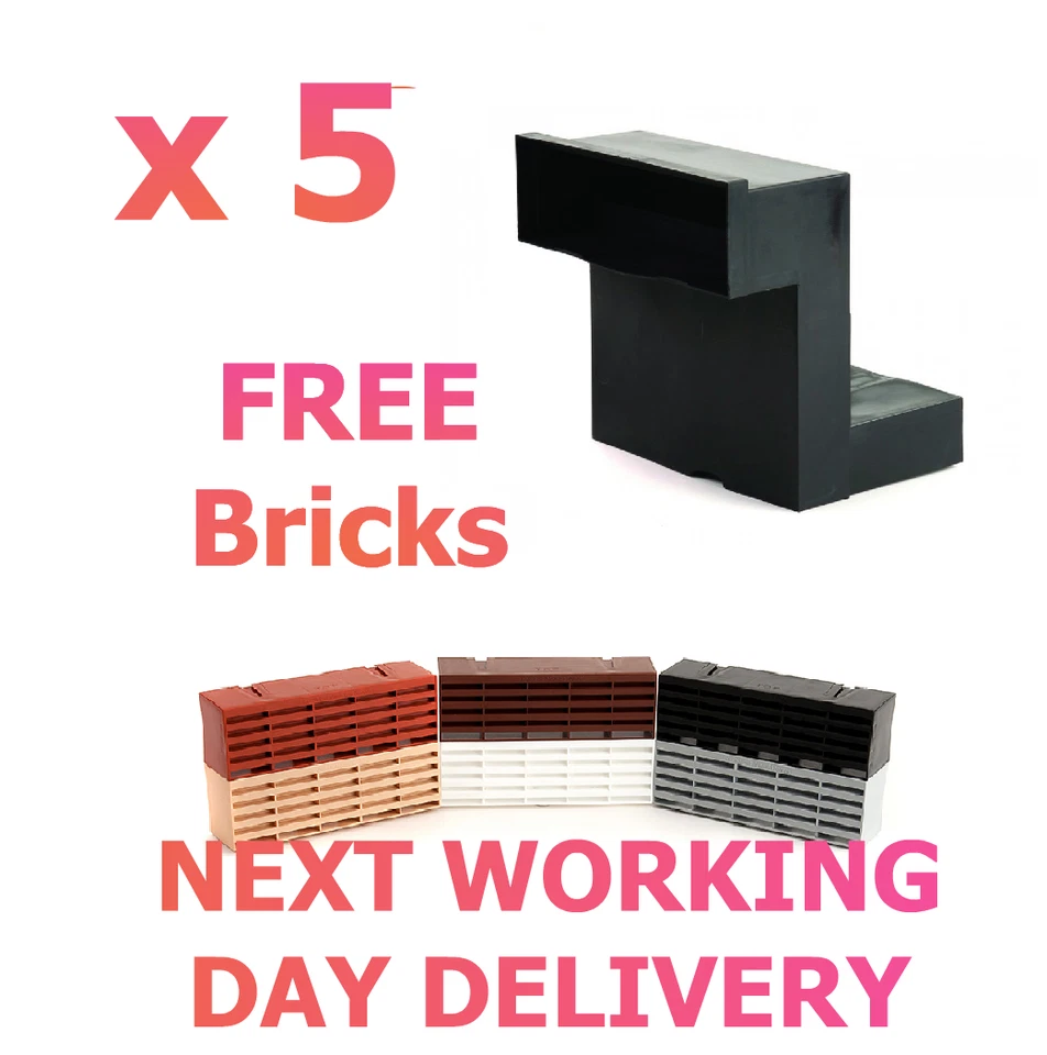 TIMLOC Telescopic Adjustable Underfloor Wall Vents with Air-Brick 3-5 Courses - PACK 5