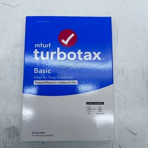 TurboTax Basic 2021 Federal For 1 User, Windows And Mac, CD/Download (5100238) - Zdjęcie 1 z 3