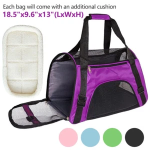 Bolsa de transporte para mascotas portátil de lados suaves estuche cómodo suave aprobado por aerolíneas 18,5 x 9,6" - Imagen 1 de 22
