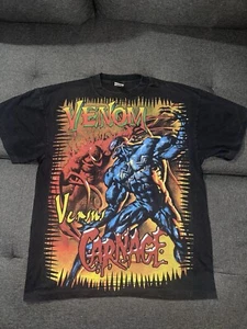 Venom Vs Carnage Vintage Style Modern Boot AOP Double Sided Shirt Big Marvel - Picture 1 of 7
