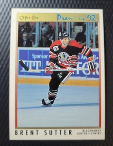 1991-92 O-Pee-Chee Premier BRENT SUTTER Chicago Blackhawks Hockey NHL Card #156 - Picture 1 of 2