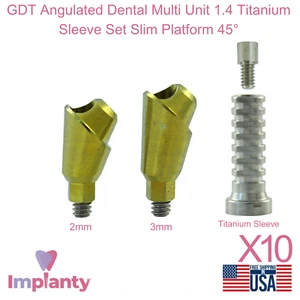 10x GDT Angulado Dental Multi Unidad 1.4 Juego de Mangas de Titanio Plataforma Delgada 45° - Imagen 1 de 13