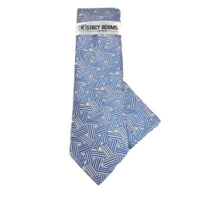 Corbata Stacy Adams Hanky Champagne Azul Real Microfibra Hecha a Mano para Hombres 3.5" Foto 1 de 4