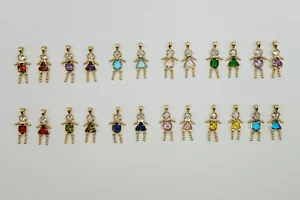 BIRTHSTONE BABY Charm Pendant 24k Yellow Gold Plated all months Boy and Girls - Picture 1 of 27