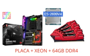 Combo Kit de placa base MSI X99 LGA 2011-V3, Xeon E5-2699 v4, 64GB DDR4 2400 - Imagen 1 de 4