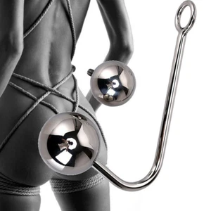 Anal sex toy Uncino fetish con 2 sfere sesso butt plug ball anale Dildo Sadomaso - Foto 1 di 8