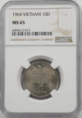 Vietnam 1964 10 Dong NGC MS65 NG2079 envío combinado Foto 1 de 2
