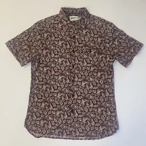 Wellen Huckberry Button-Up Short Sleeve Leaf Pattern Shirt Men's Size S - Picture 1 of 6