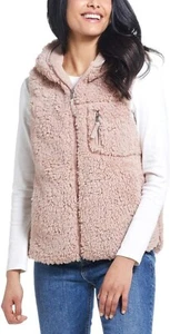 Weatherproof Vintage Women's Comfy Hooded Sherpa Vest Size Medium M Rose Pink - Picture 1 of 8