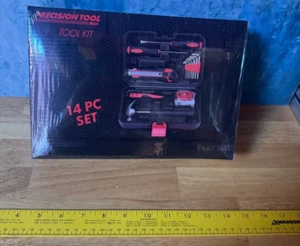 14 Pc Precision Tool Max Kit Hammer Tape Measure Hex Wrenches Screwdriver & Case - Picture 1 of 3