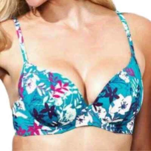 Top de bikini Lepel Malibu turquesa talla 32B con aros acolchado estilo 72261 floral - Imagen 1 de 3