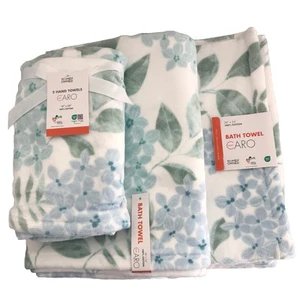 Nuevo juego de toallas Caro Plush Luxury (2 manos y 2 baños) hortensia azul verde - Imagen 1 de 4