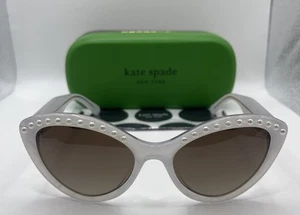 Kate Spade Women's Sunglasses White Plastic Cat Eye Frame JUNI/G/S PEARL 0VK6 HA - Picture 1 of 4