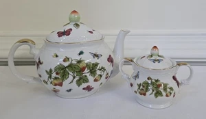 1950s Crown/Tensile Ardalt Teapot & Sugar Bowl Spring Time w/Lids,Gold Trim - Bild 1 von 19
